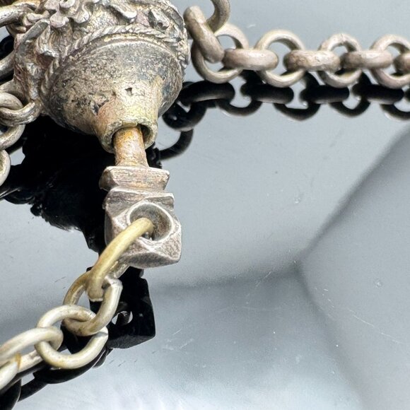 Qing Antique Chinese Silver Gourd Snuff Bottle Charm Coral Adornment Chain 20 g - Picture 15 of 16